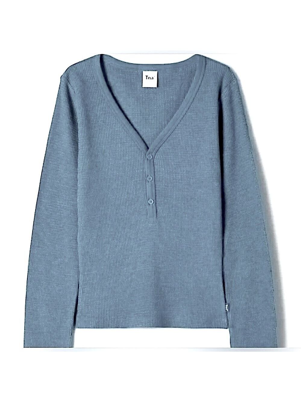 TNA Waffle Vneck Long Sleeve Tee. T20